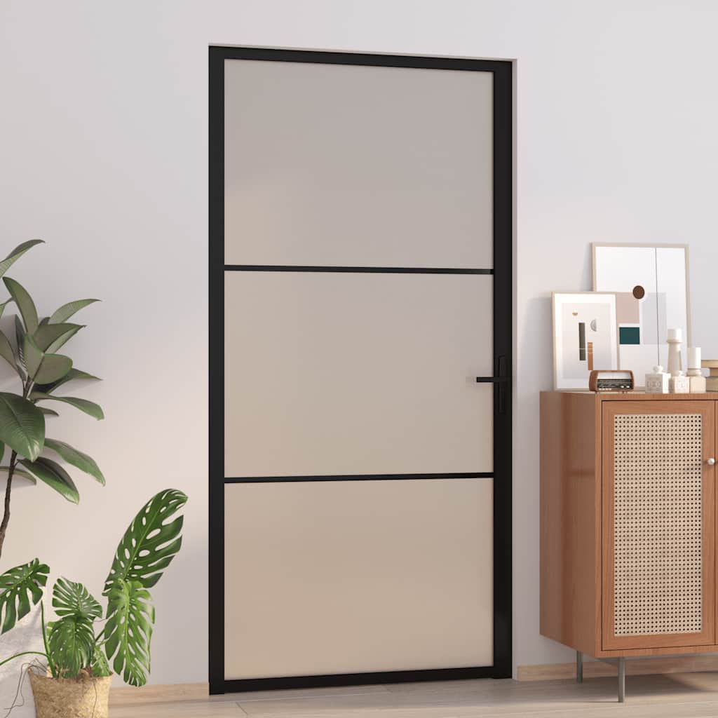 Innentür 83X201,5 Cm Schwarz Mattglas Und Aluminium Schwarz Und Frost