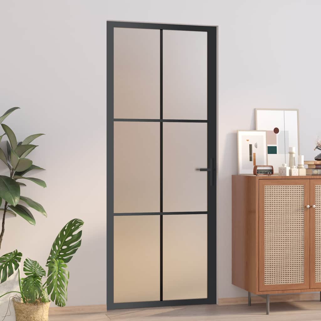 Innentür 83X201,5 Cm Schwarz Mattglas Und Aluminium Schwarz Und Frost