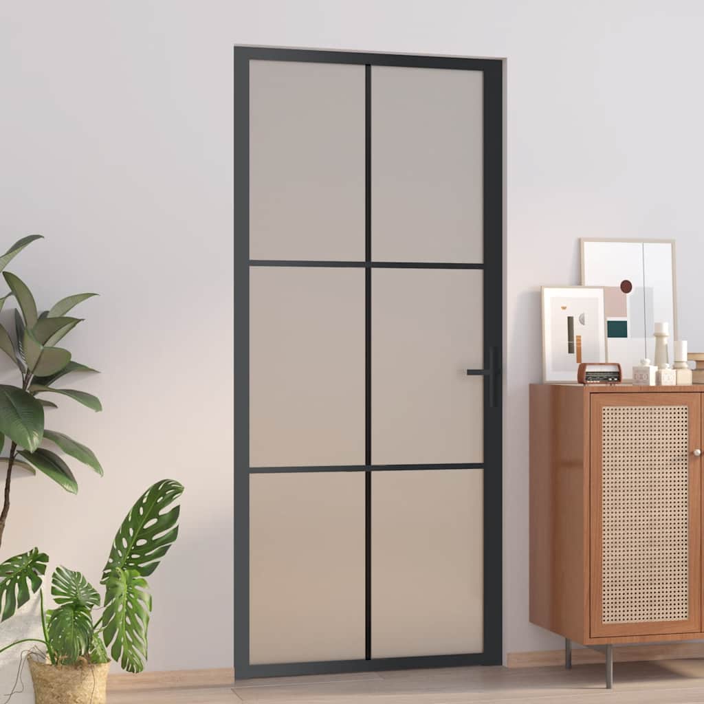 Innentür 83X201,5 Cm Schwarz Mattglas Und Aluminium Schwarz Und Frost