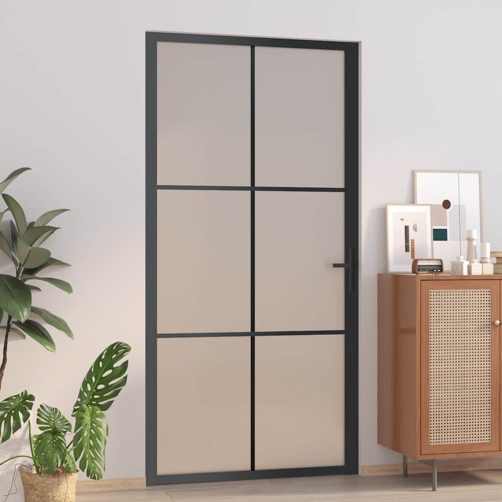 Innentür 83X201,5 Cm Schwarz Mattglas Und Aluminium Schwarz Und Frost