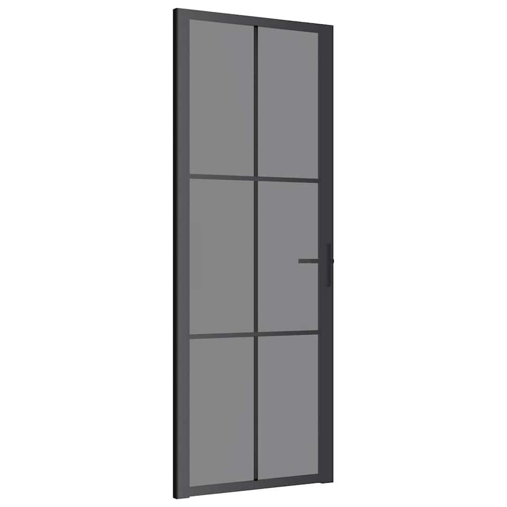 Innentür 76X201,5 Cm Schwarz Esg-Glas Und Aluminium Schwarz Und Dunkel-Transparent