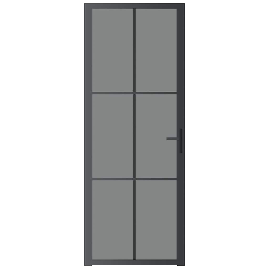 Innentür 76X201,5 Cm Schwarz Esg-Glas Und Aluminium Schwarz Und Dunkel-Transparent