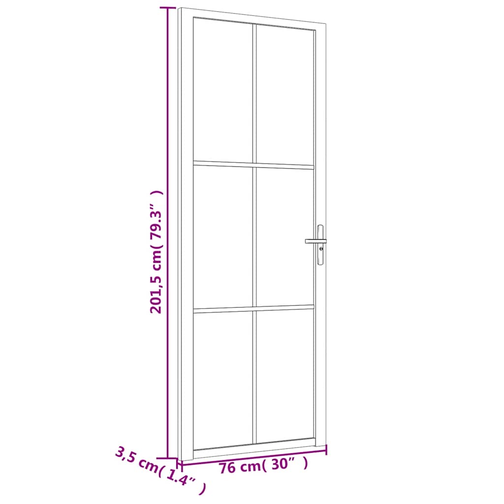 Innentür 76X201,5 Cm Schwarz Esg-Glas Und Aluminium Schwarz Und Dunkel-Transparent