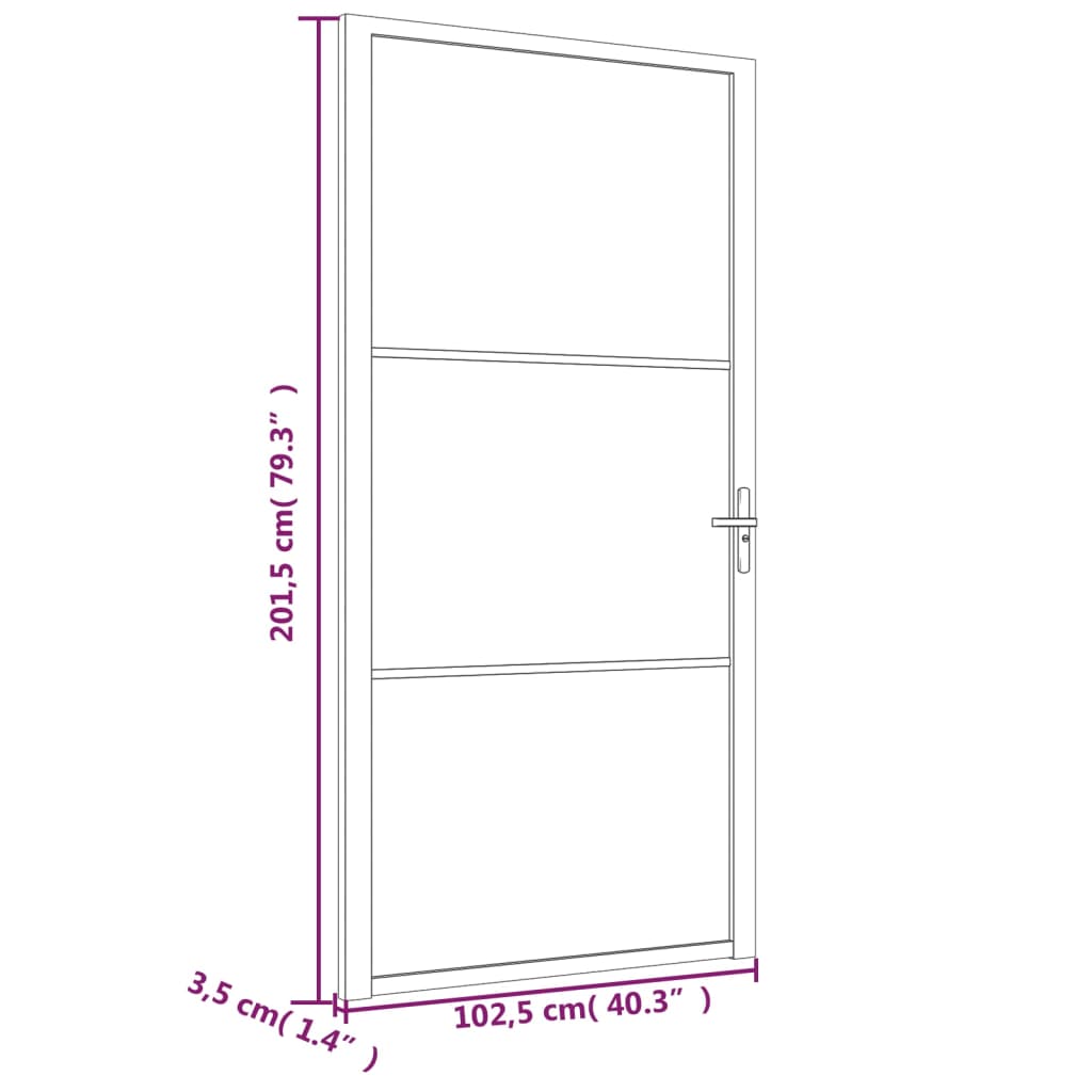 Innentür 102,5X201,5 Cm Weiß Mattglas Und Aluminium Weiß Und Frost