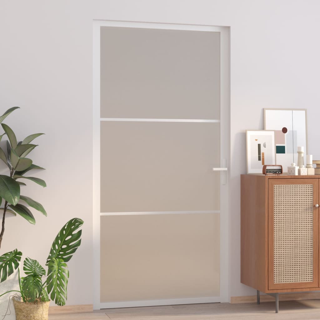 Innentür 102,5X201,5 Cm Weiß Mattglas Und Aluminium Weiß Und Frost