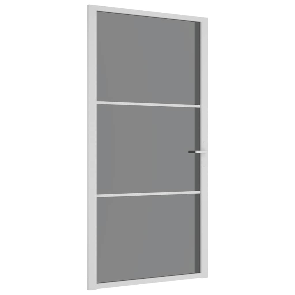 Innentür 102,5X201,5 Cm Weiß Esg-Glas Und Aluminium Weiß Und Dunkel-Transparent
