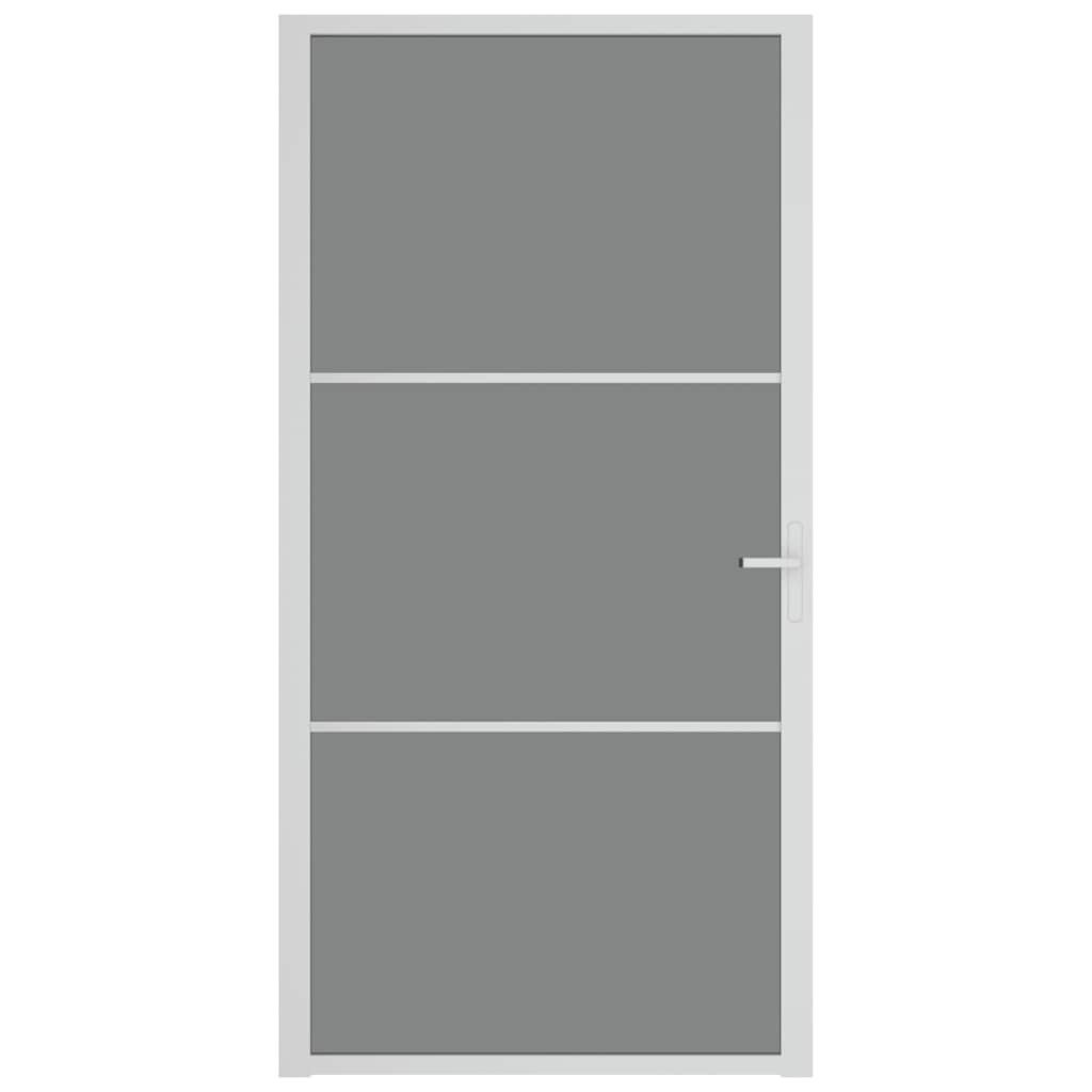 Innentür 102,5X201,5 Cm Weiß Esg-Glas Und Aluminium Weiß Und Dunkel-Transparent