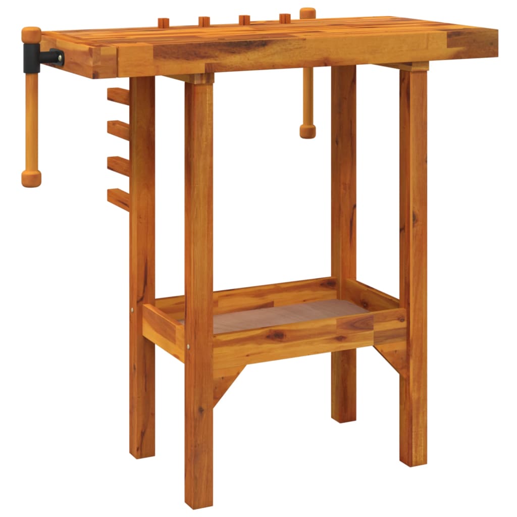 Werkbank Mit Schraubstöcken 92X48X83 Cm Massivholz Akazie