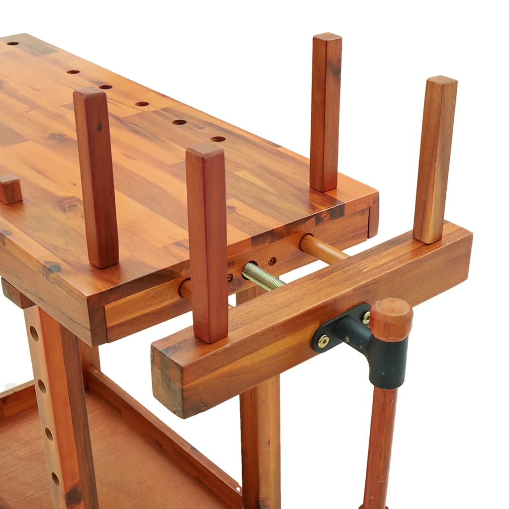 Werkbank Mit Schraubstöcken 92X48X83 Cm Massivholz Akazie