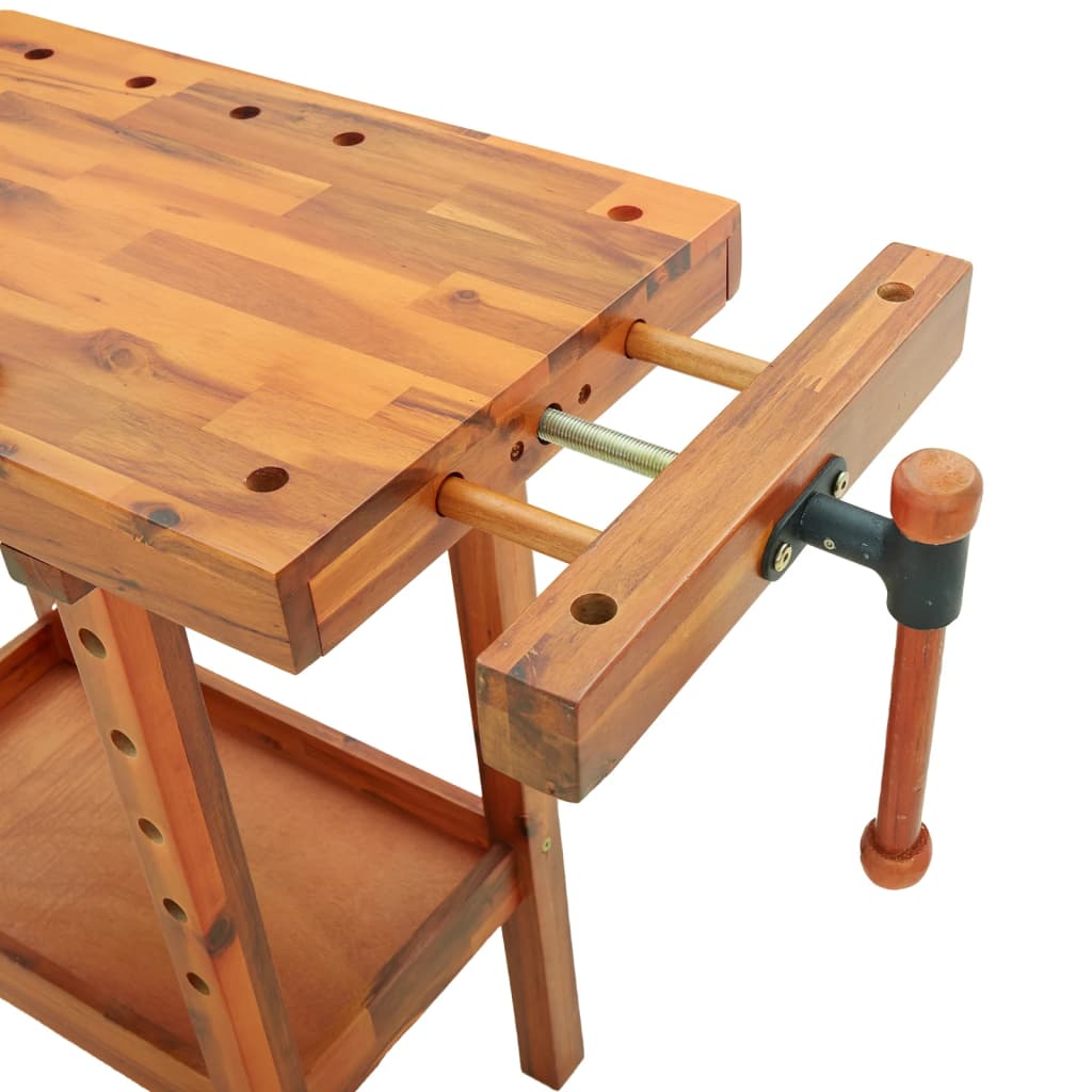 Werkbank Mit Schraubstöcken 92X48X83 Cm Massivholz Akazie