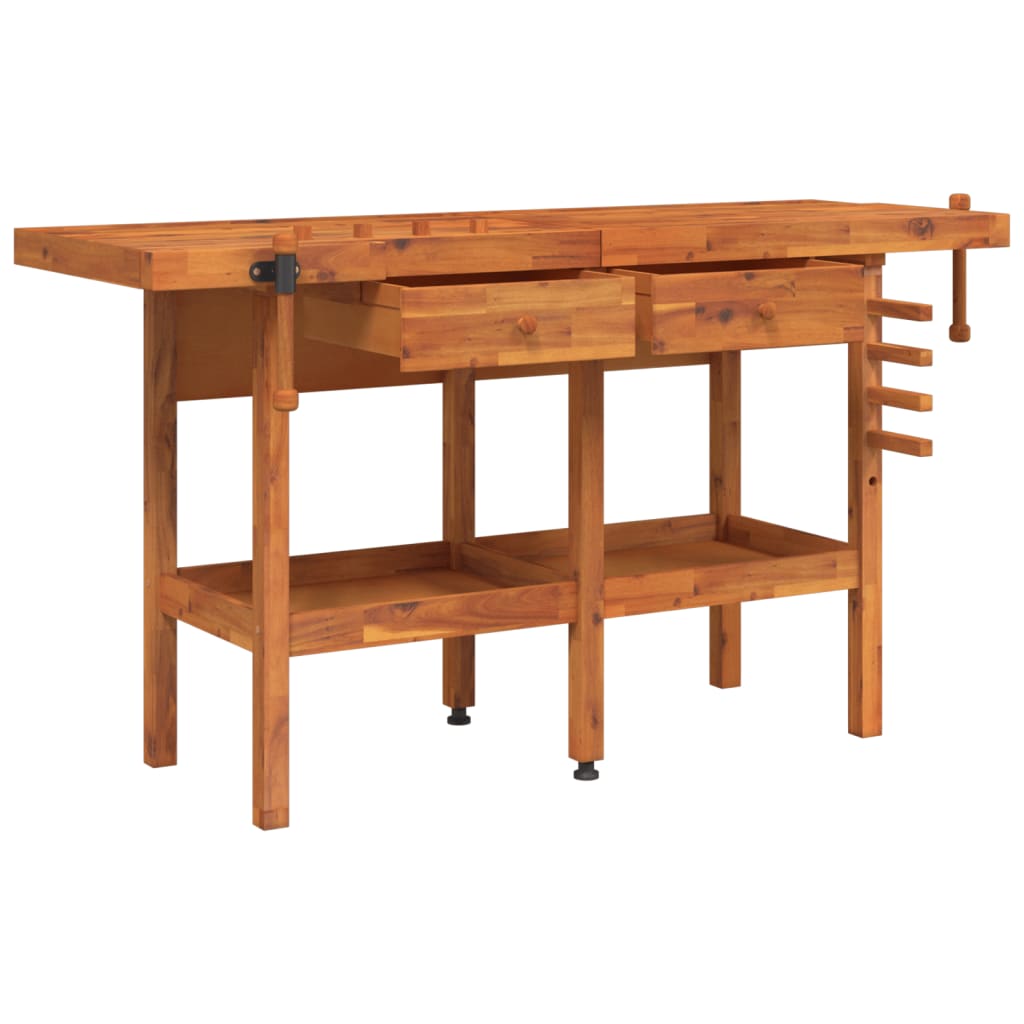 Werkbank Mit Schubladen Schraubstöcken 162X62X83 Cm Akazienholz