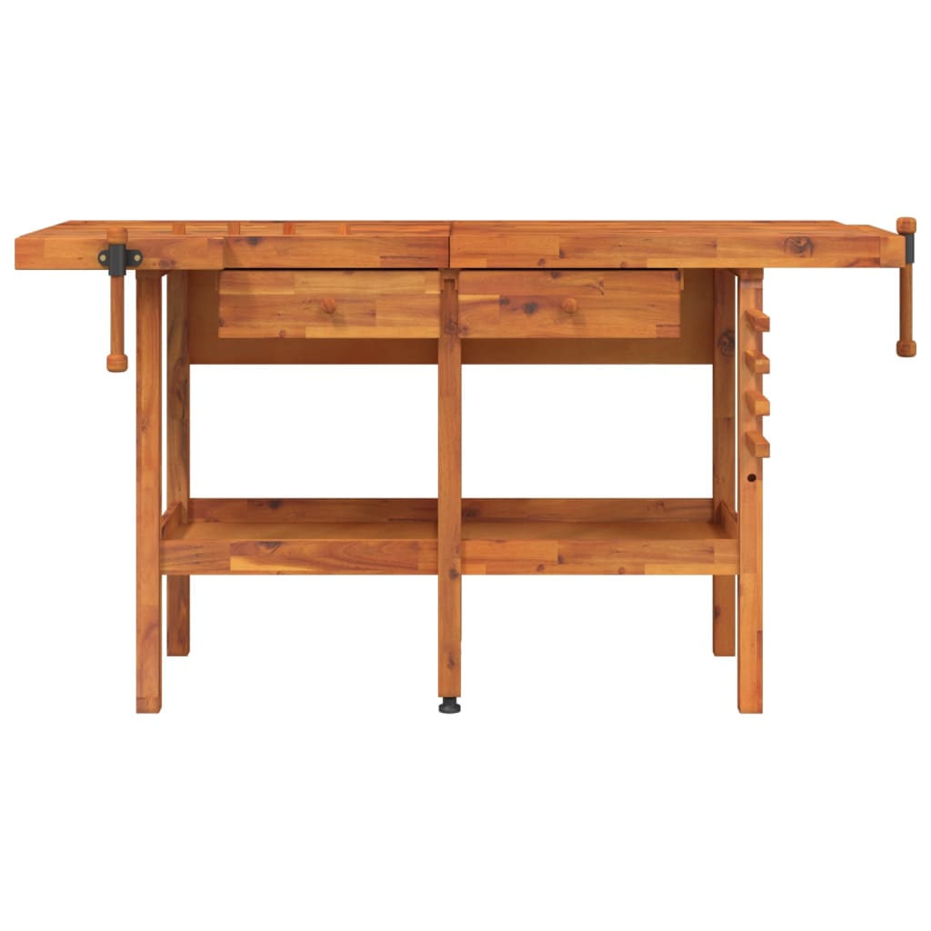 Werkbank Mit Schubladen Schraubstöcken 162X62X83 Cm Akazienholz