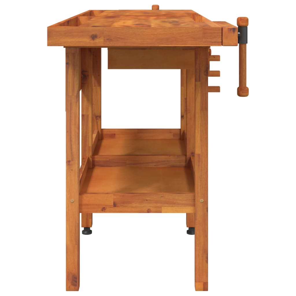 Werkbank Mit Schubladen Schraubstöcken 162X62X83 Cm Akazienholz