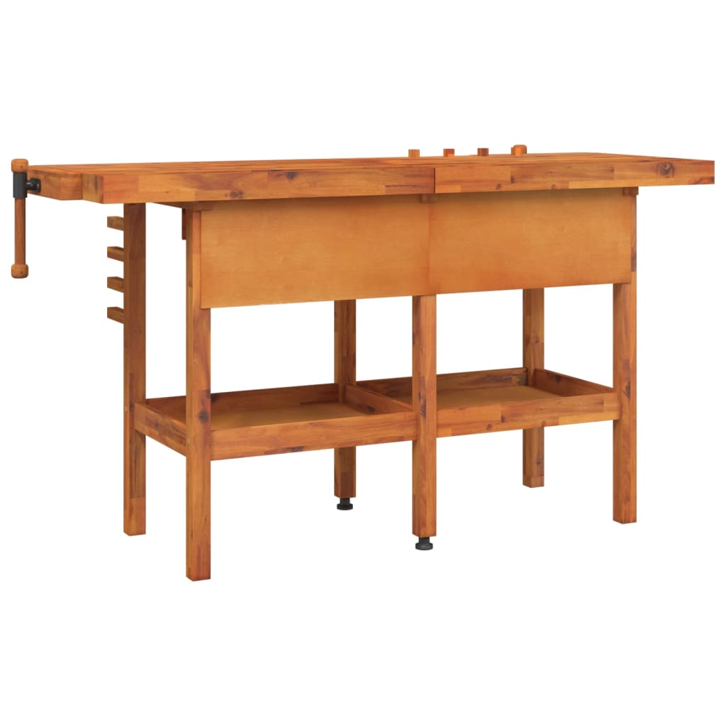 Werkbank Mit Schubladen Schraubstöcken 162X62X83 Cm Akazienholz