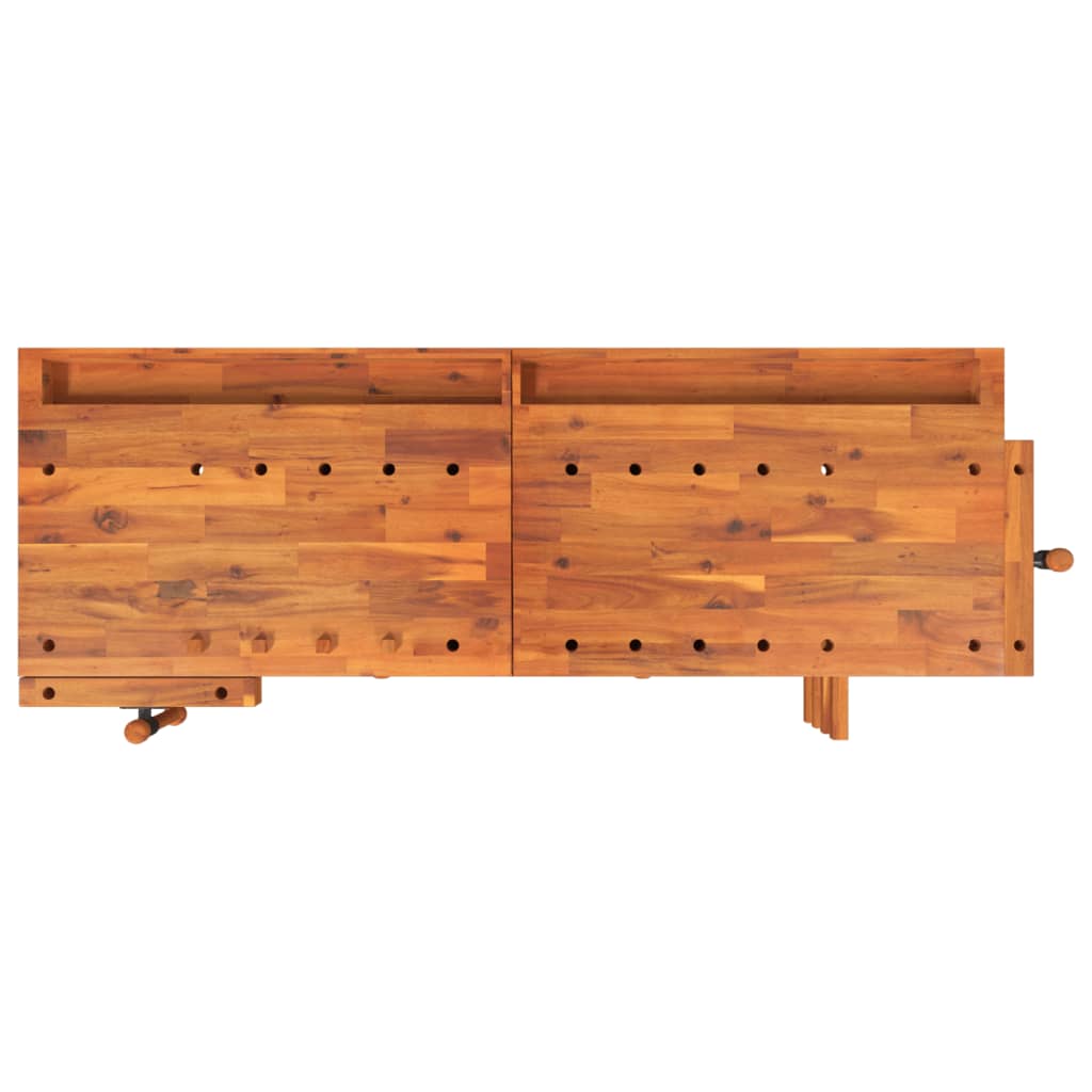 Werkbank Mit Schubladen Schraubstöcken 162X62X83 Cm Akazienholz