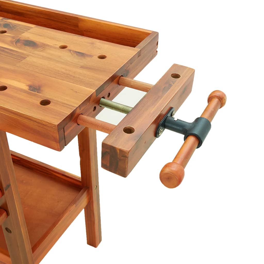 Werkbank Mit Schubladen Schraubstöcken 162X62X83 Cm Akazienholz