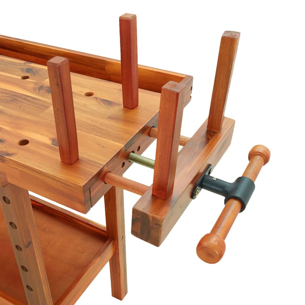 Werkbank Mit Schubladen Schraubstöcken 162X62X83 Cm Akazienholz