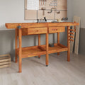 Werkbank Mit Schubladen Schraubstöcken 162X62X83 Cm Akazienholz