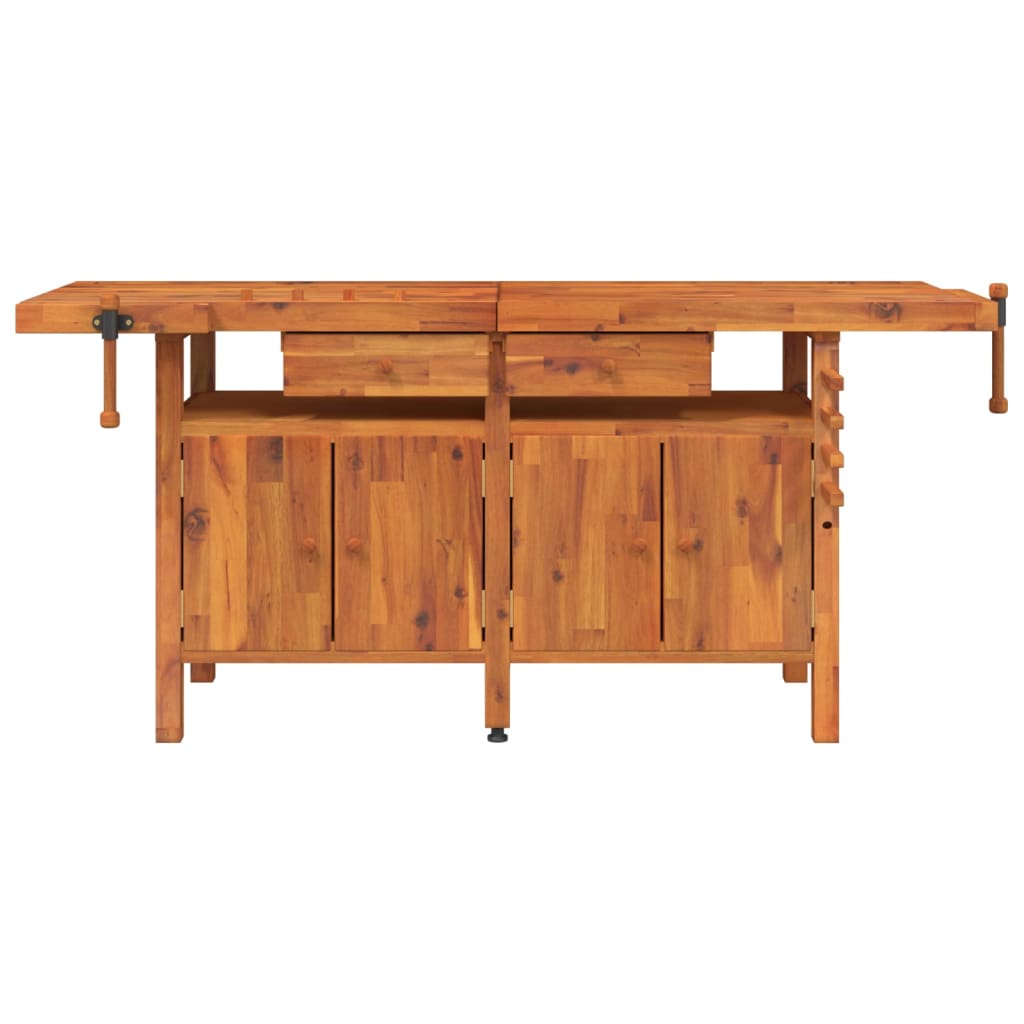 Werkbank Mit Schubladen Schraubstöcken 192X62X83 Cm Akazienholz