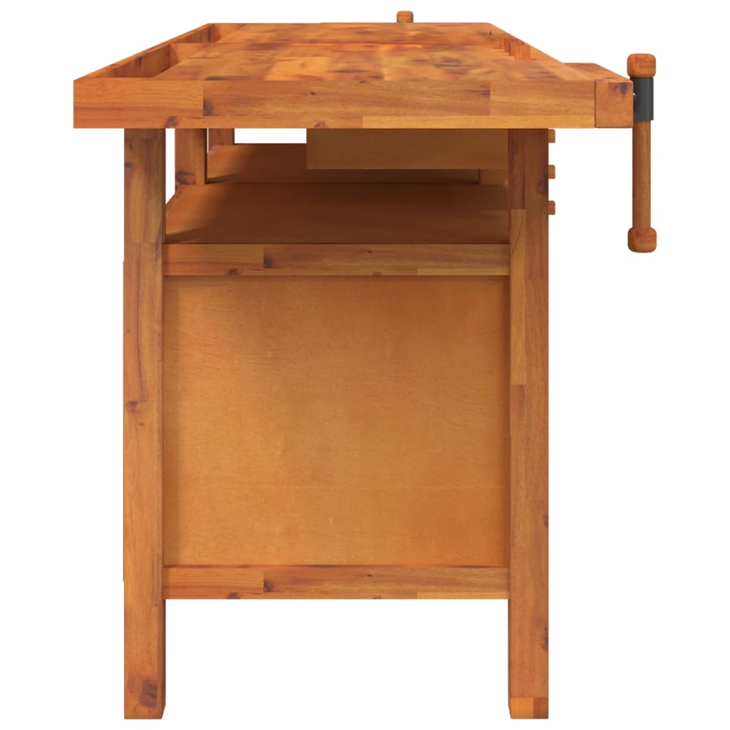 Werkbank Mit Schubladen Schraubstöcken 192X62X83 Cm Akazienholz