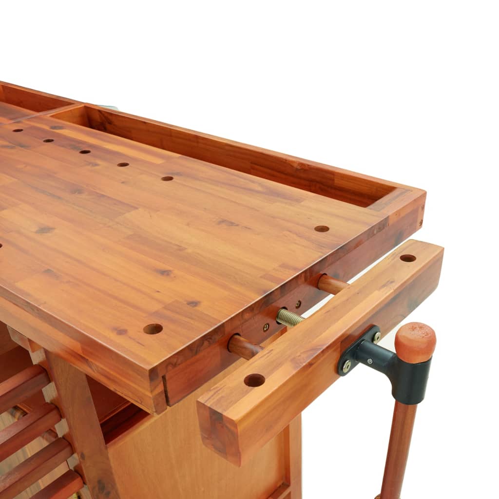 Werkbank Mit Schubladen Schraubstöcken 192X62X83 Cm Akazienholz
