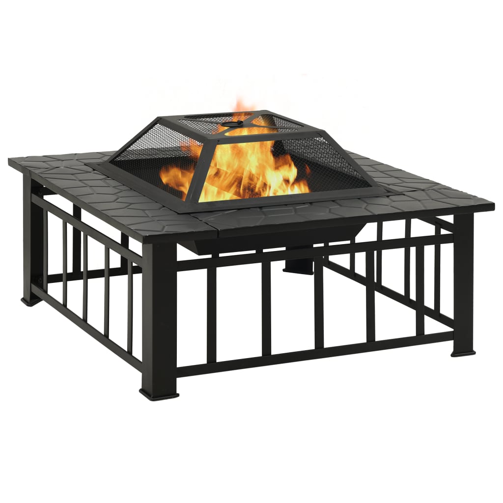 Feuerkorb Mit Schürhaken 79X79X46,5 Cm Xxl Stahl