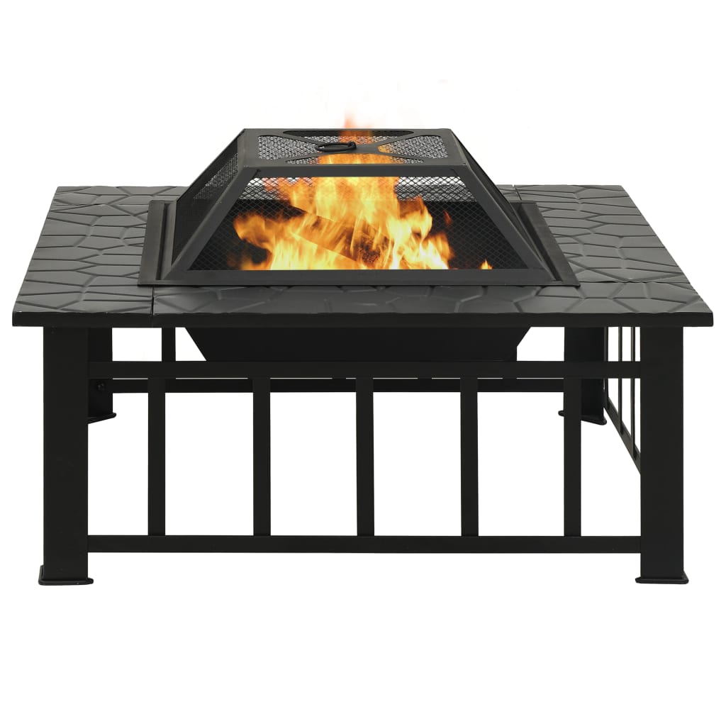 Feuerkorb Mit Schürhaken 79X79X46,5 Cm Xxl Stahl