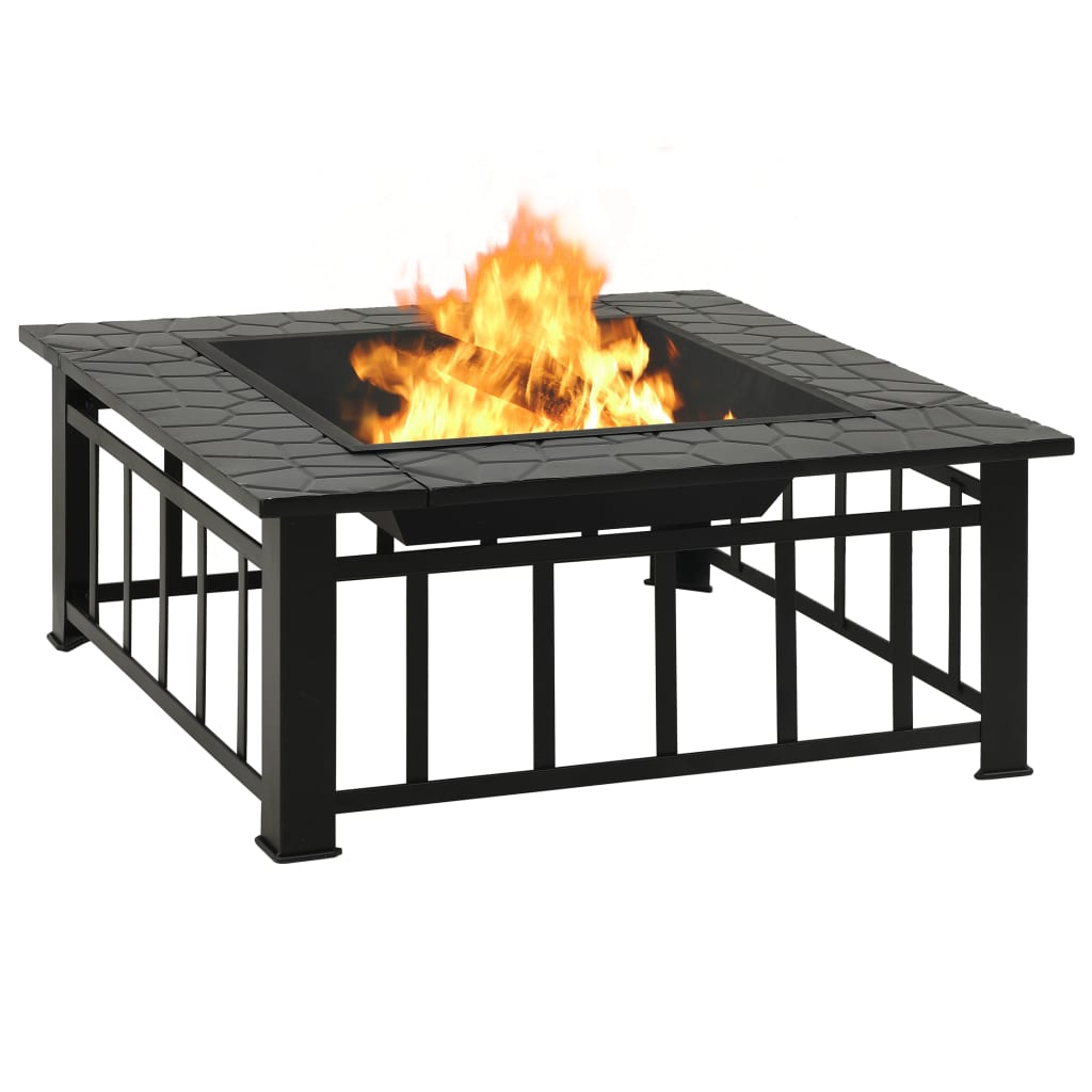 Feuerkorb Mit Schürhaken 79X79X46,5 Cm Xxl Stahl