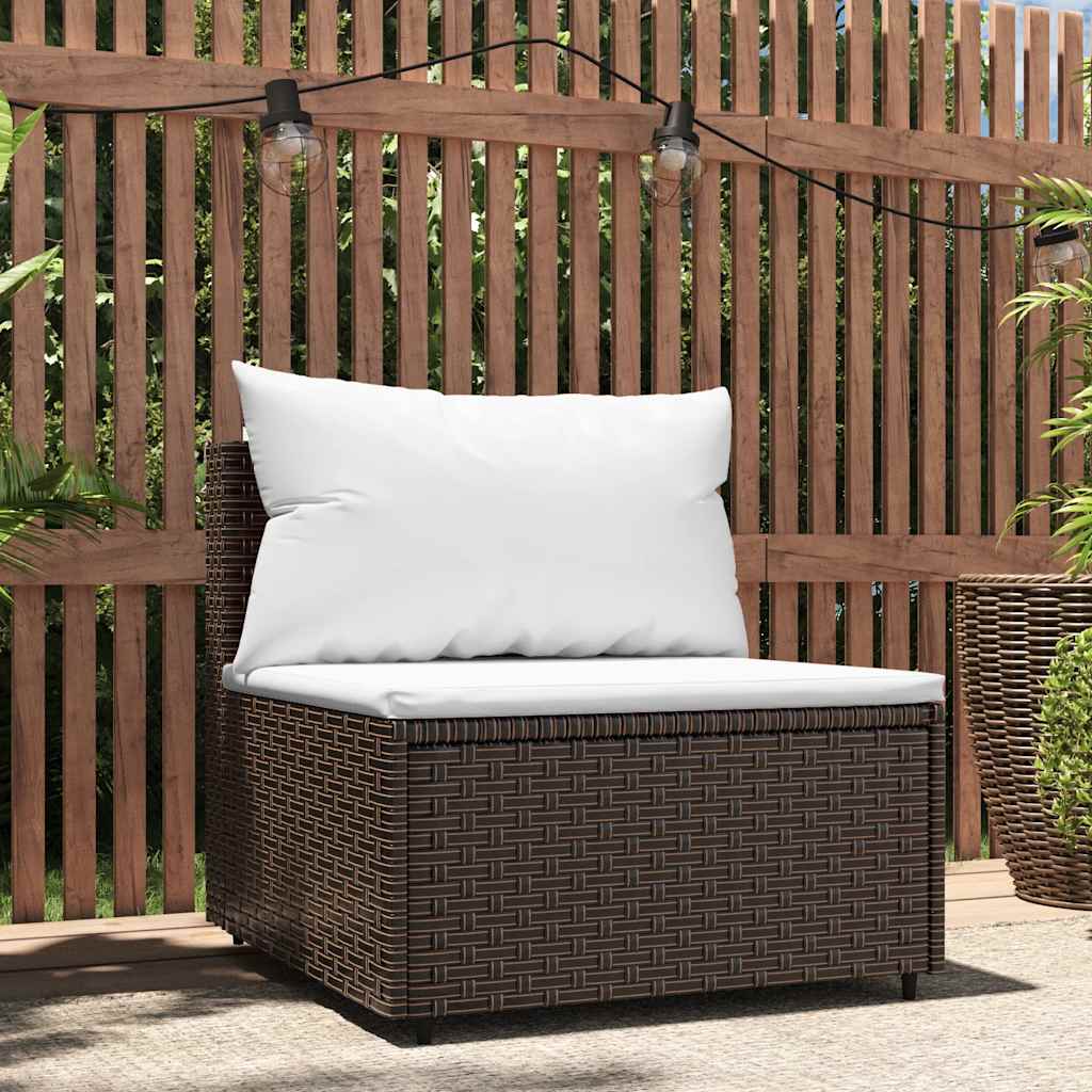 3-Tlg. Garten-Lounge-Set Mit Kissen Braun Poly Rattan