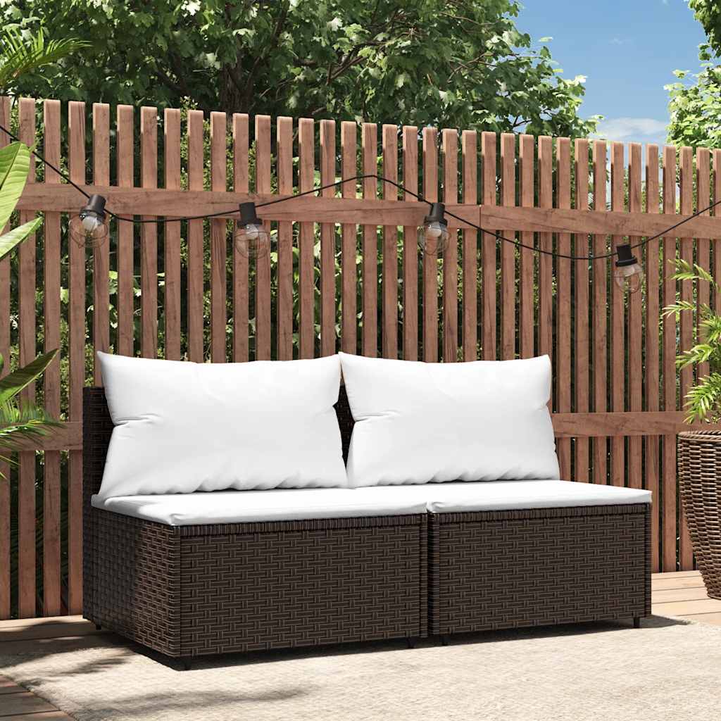 3-Tlg. Garten-Lounge-Set Mit Kissen Braun Poly Rattan