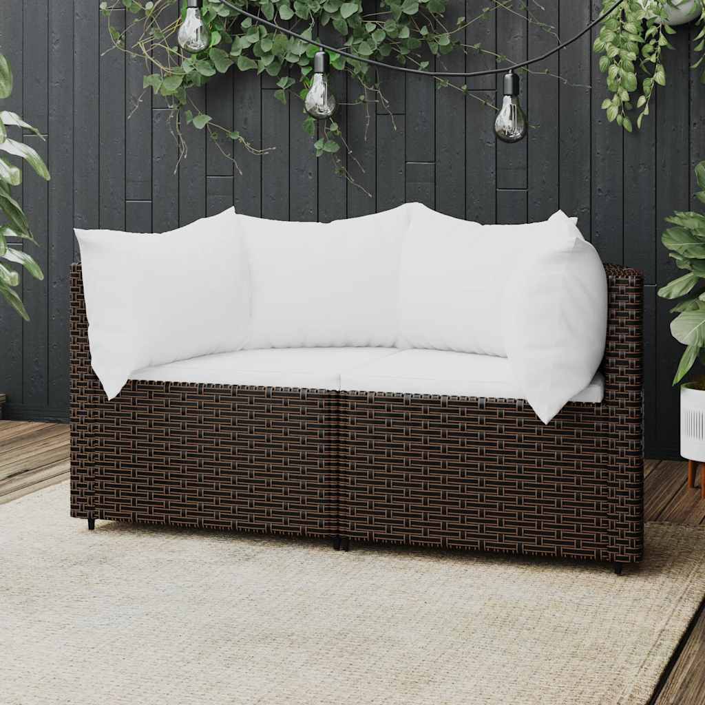 3-Tlg. Garten-Lounge-Set Mit Kissen Poly Rattan