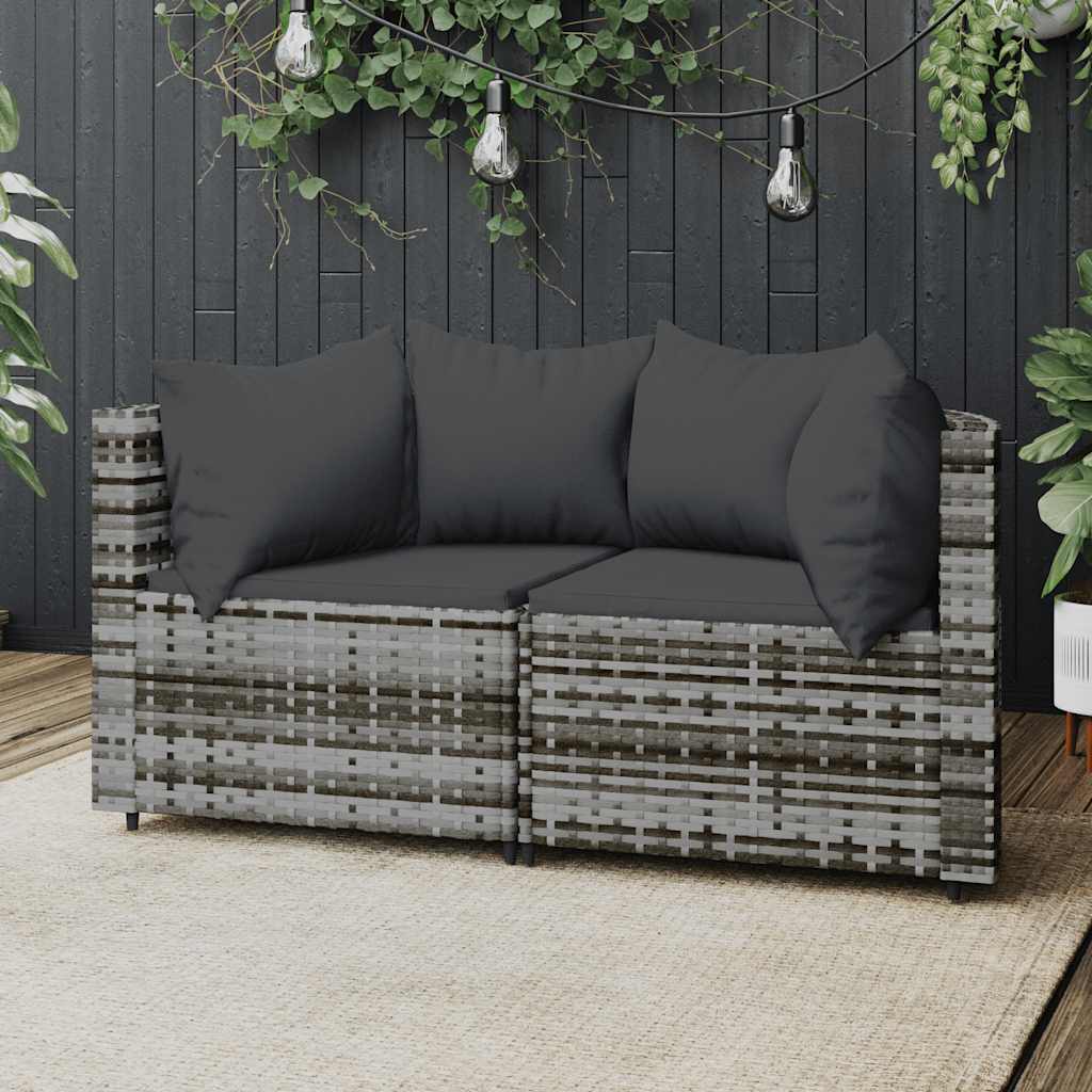 3-Tlg. Garten-Lounge-Set Mit Kissen Poly Rattan