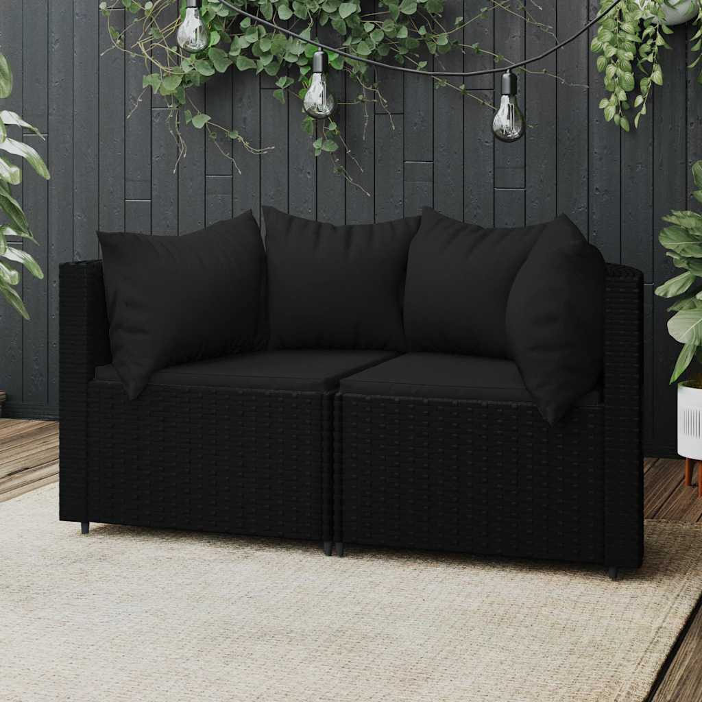 3-Tlg. Garten-Lounge-Set Mit Kissen Poly Rattan