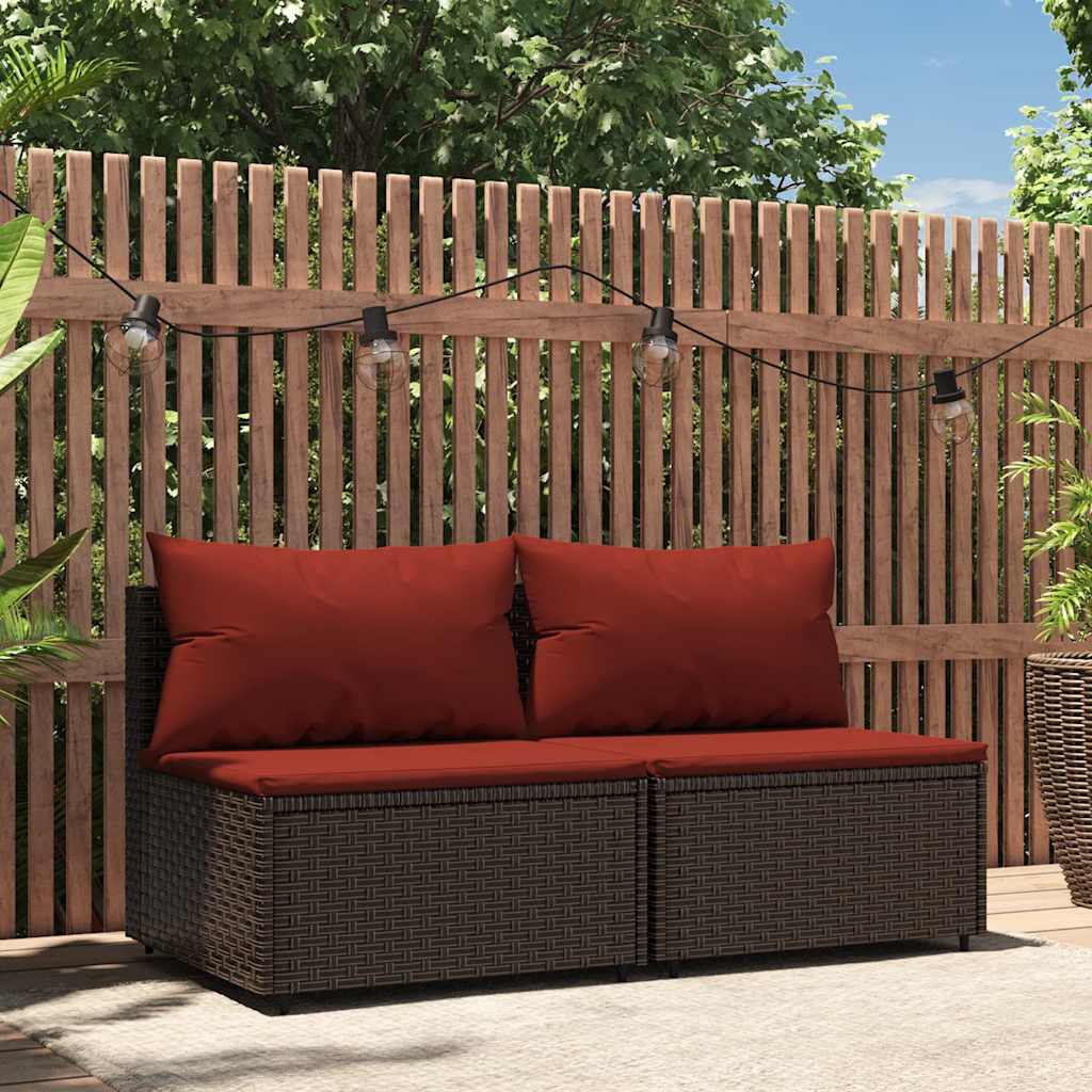 3-Tlg. Garten-Lounge-Set Mit Kissen Braun Poly Rattan
