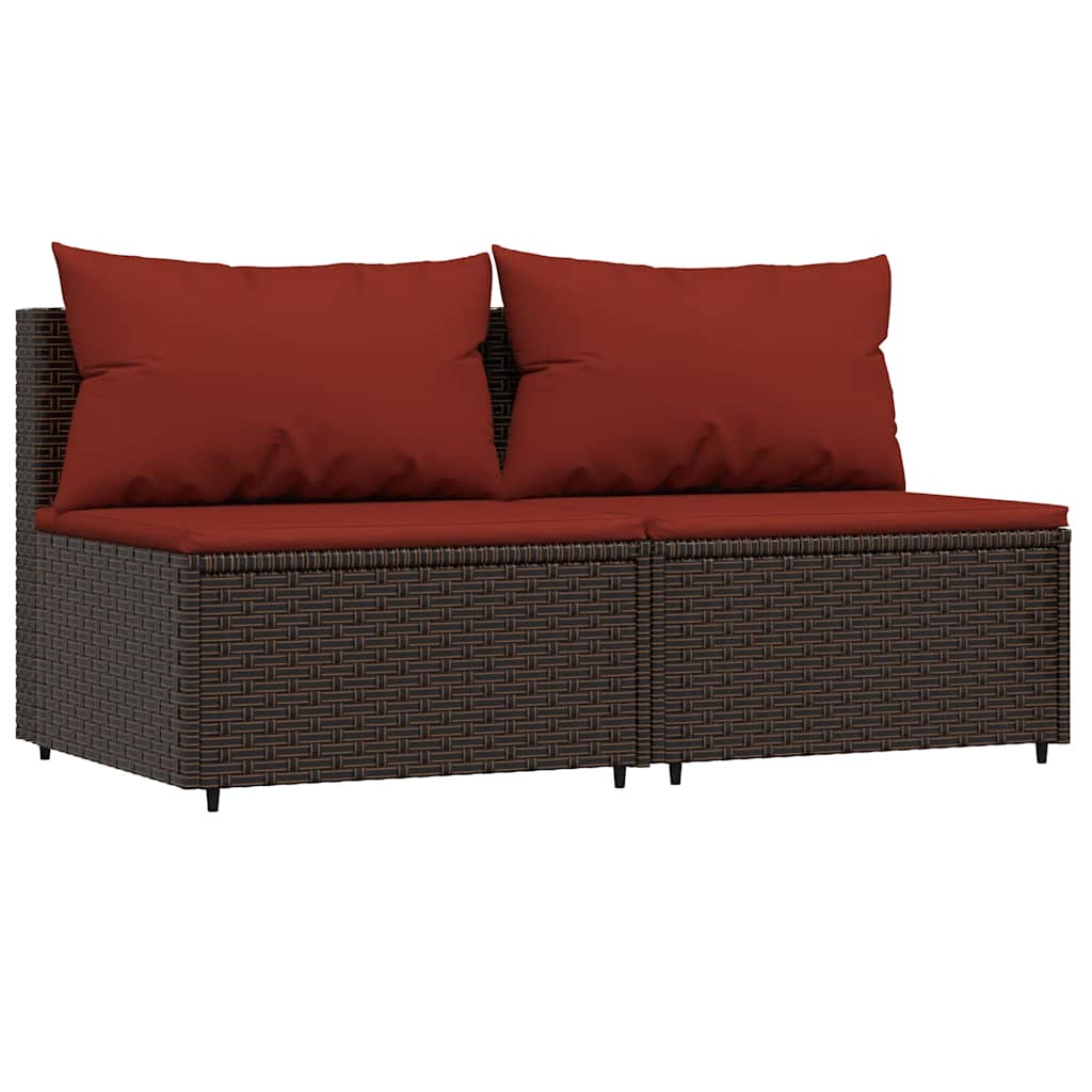 3-Tlg. Garten-Lounge-Set Mit Kissen Braun Poly Rattan