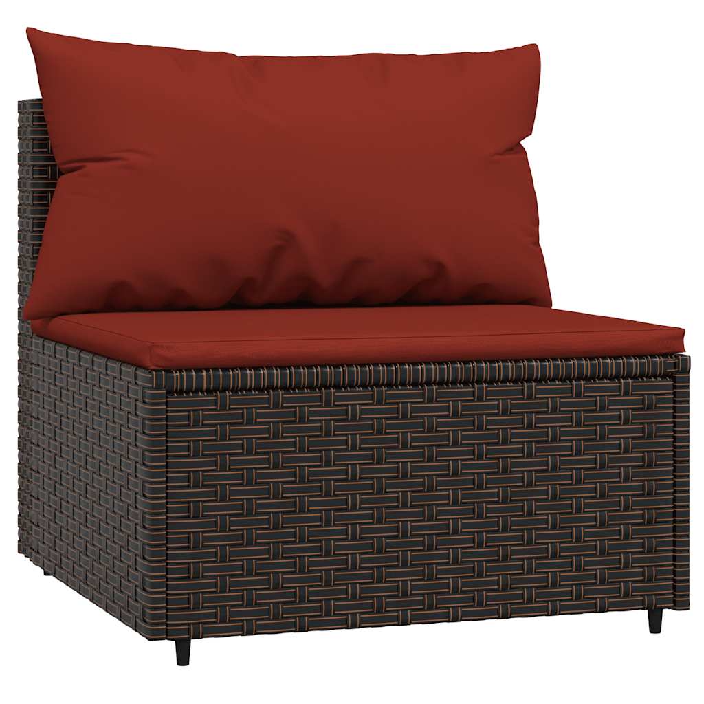 3-Tlg. Garten-Lounge-Set Mit Kissen Braun Poly Rattan