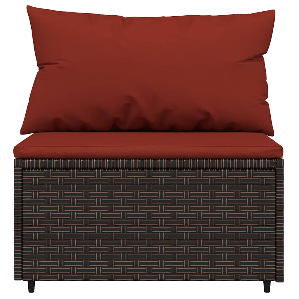 3-Tlg. Garten-Lounge-Set Mit Kissen Braun Poly Rattan
