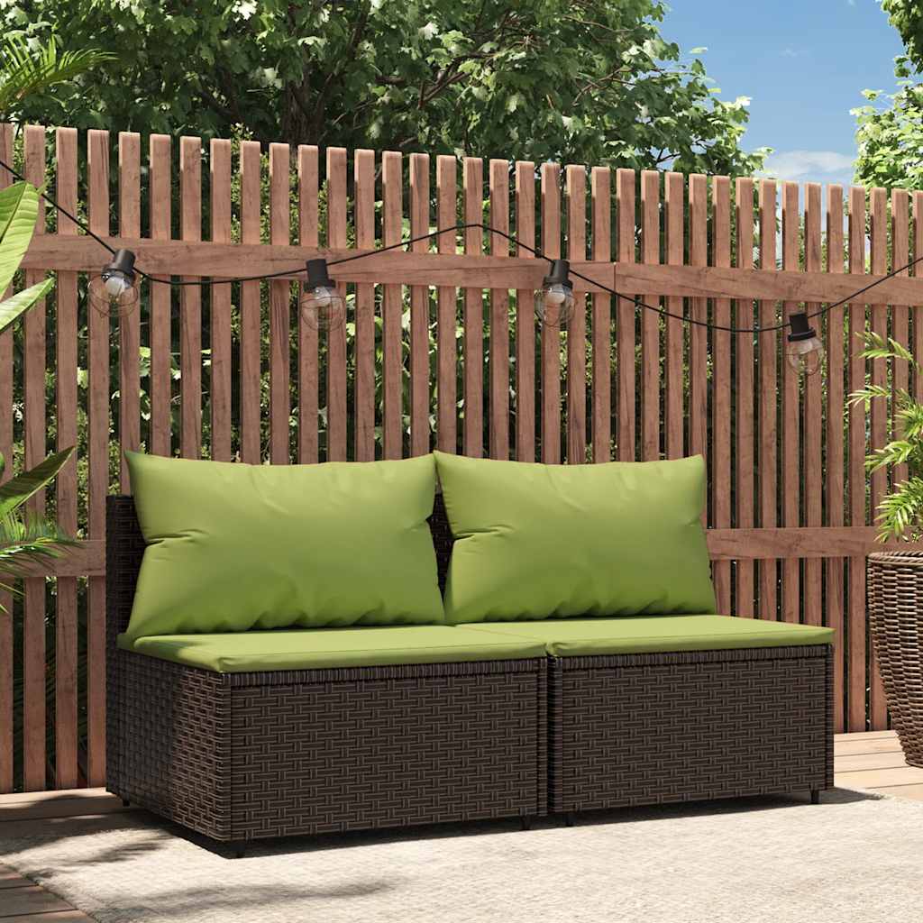 3-Tlg. Garten-Lounge-Set Mit Kissen Braun Poly Rattan