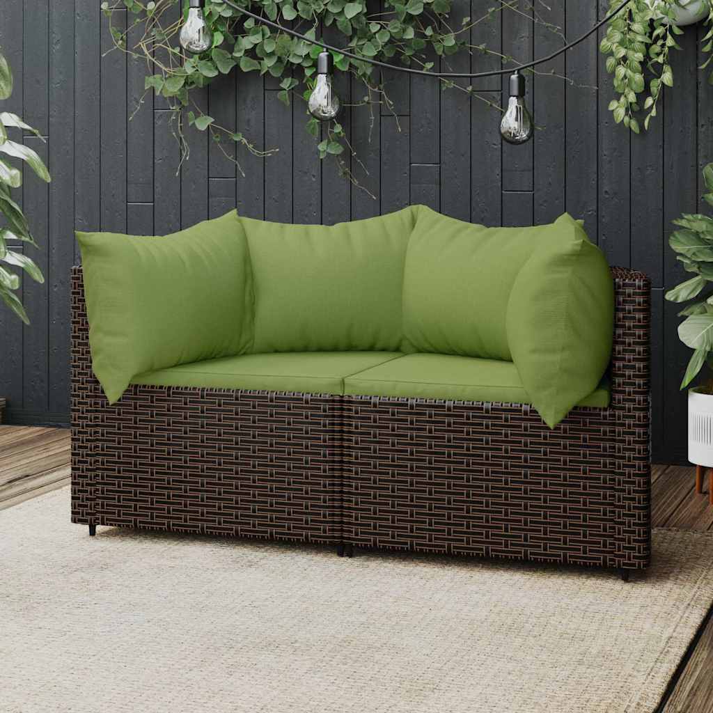 3-Tlg. Garten-Lounge-Set Mit Kissen Poly Rattan