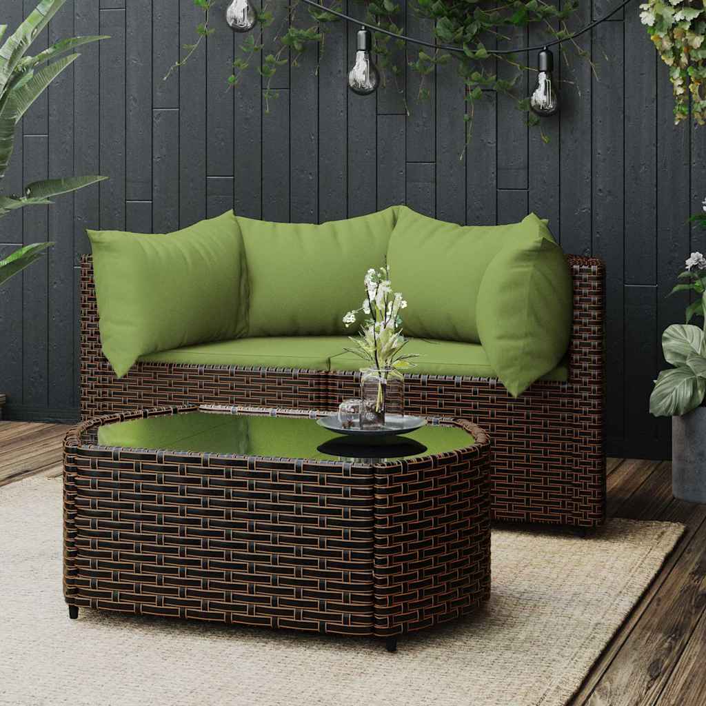 3-Tlg. Garten-Lounge-Set Mit Kissen Poly Rattan