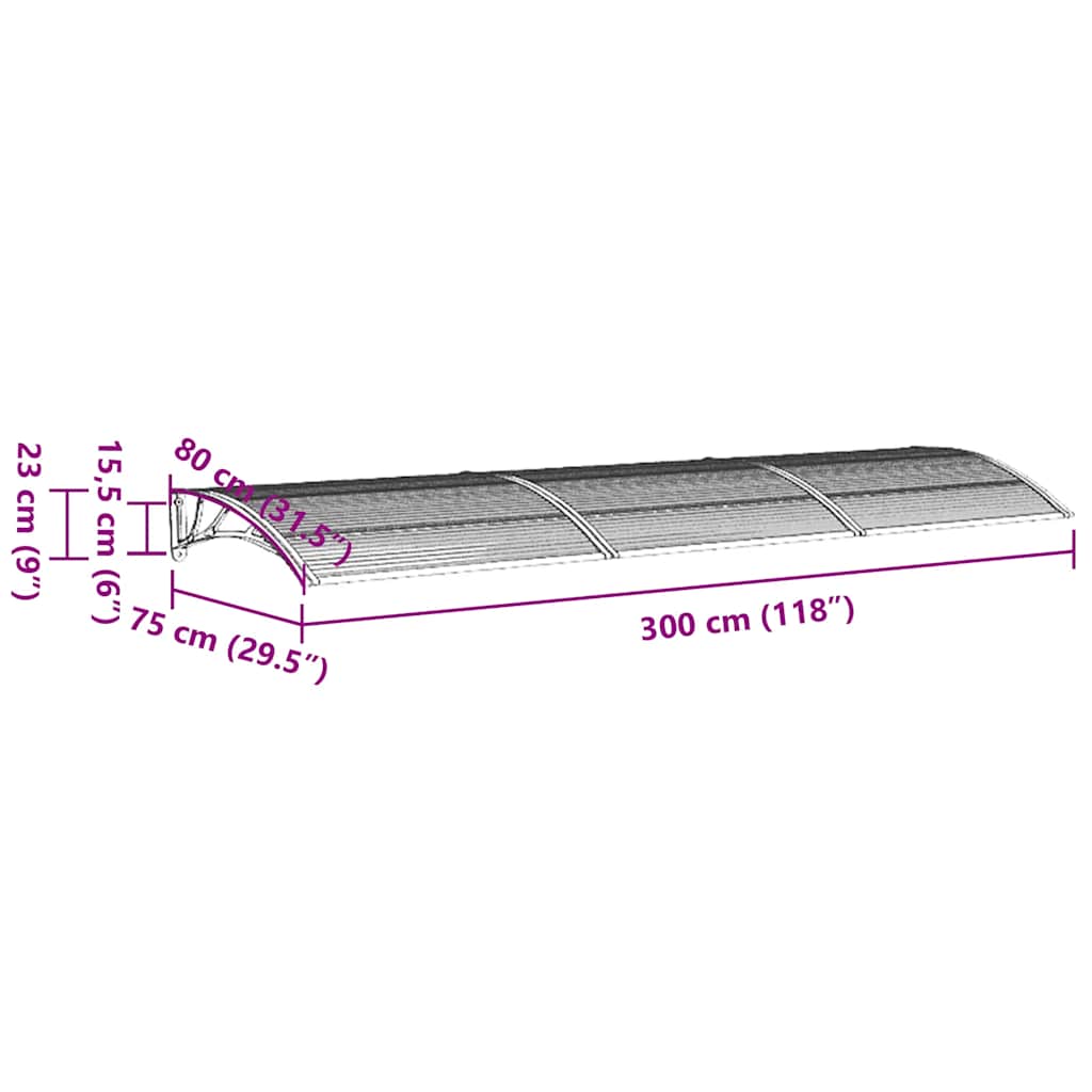 Türvordach Polycarbonat Grau