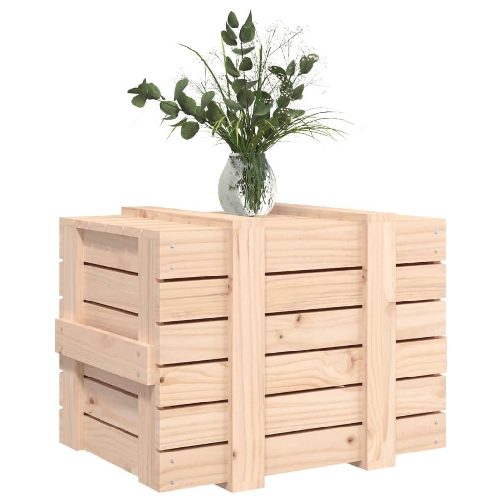Truhe 58X40,5X42 Cm Massivholz Kiefer Natur