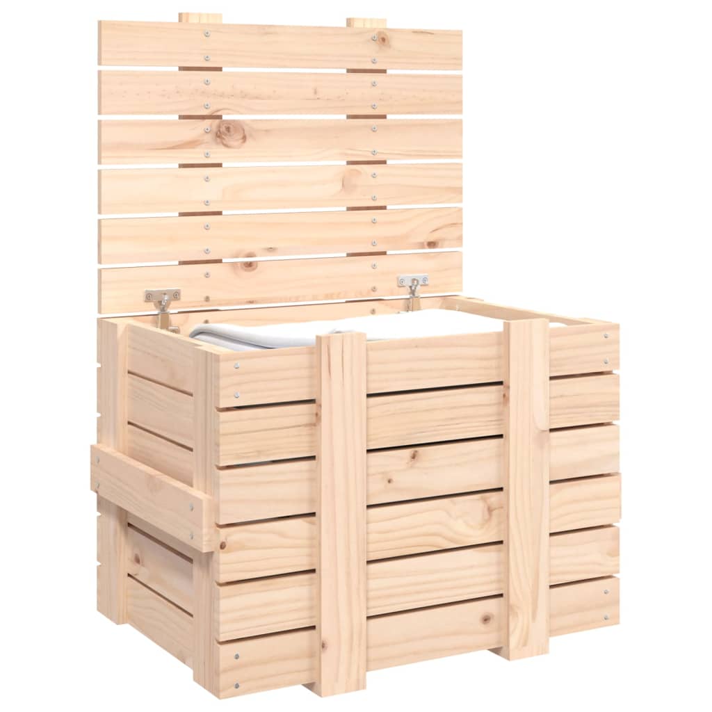 Truhe 58X40,5X42 Cm Massivholz Kiefer Natur