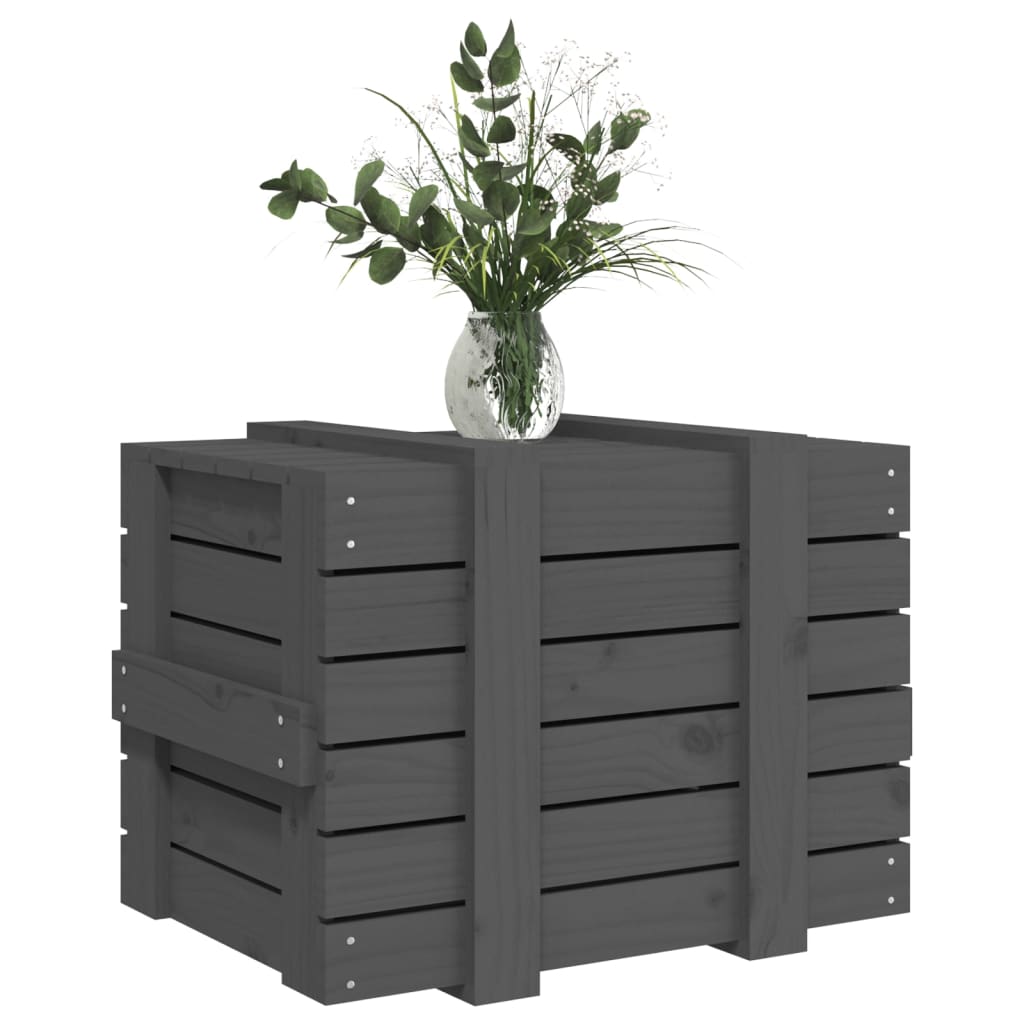 Truhe 58X40,5X42 Cm Massivholz Kiefer Grau