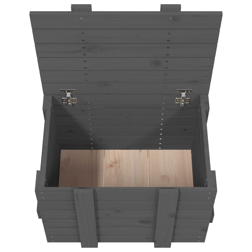 Truhe 58X40,5X42 Cm Massivholz Kiefer Grau