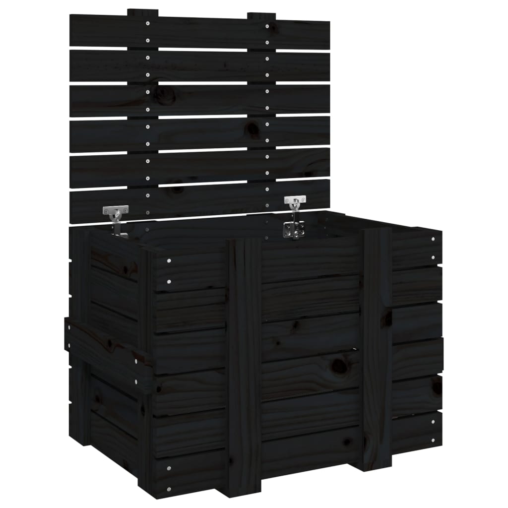 Truhe 58X40,5X42 Cm Massivholz Kiefer Schwarz