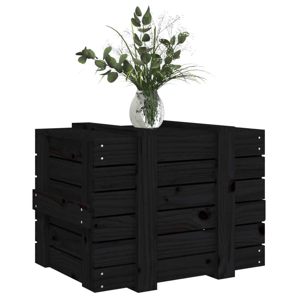 Truhe 58X40,5X42 Cm Massivholz Kiefer Schwarz