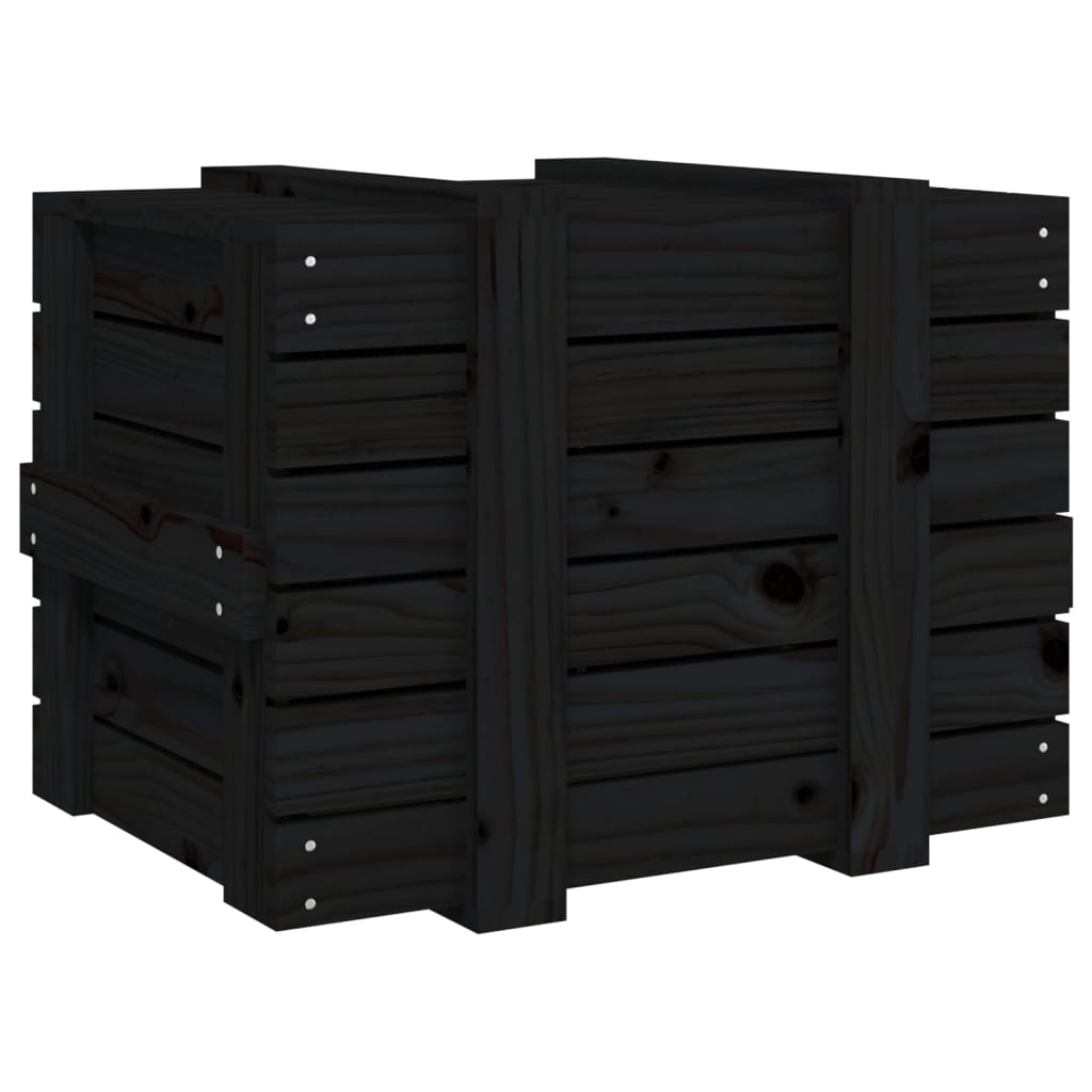 Truhe 58X40,5X42 Cm Massivholz Kiefer Schwarz