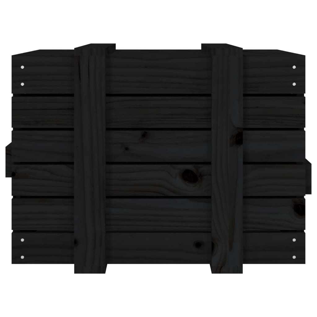 Truhe 58X40,5X42 Cm Massivholz Kiefer Schwarz