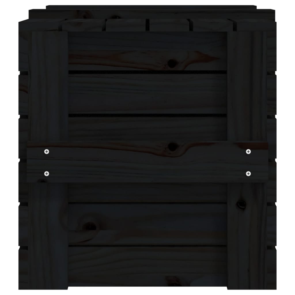 Truhe 58X40,5X42 Cm Massivholz Kiefer Schwarz